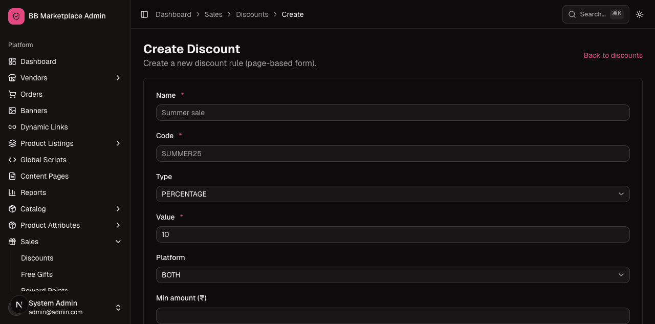 Create discount