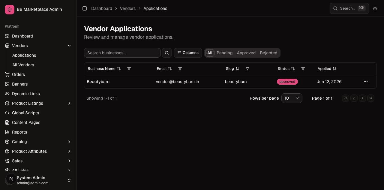 Vendor applications